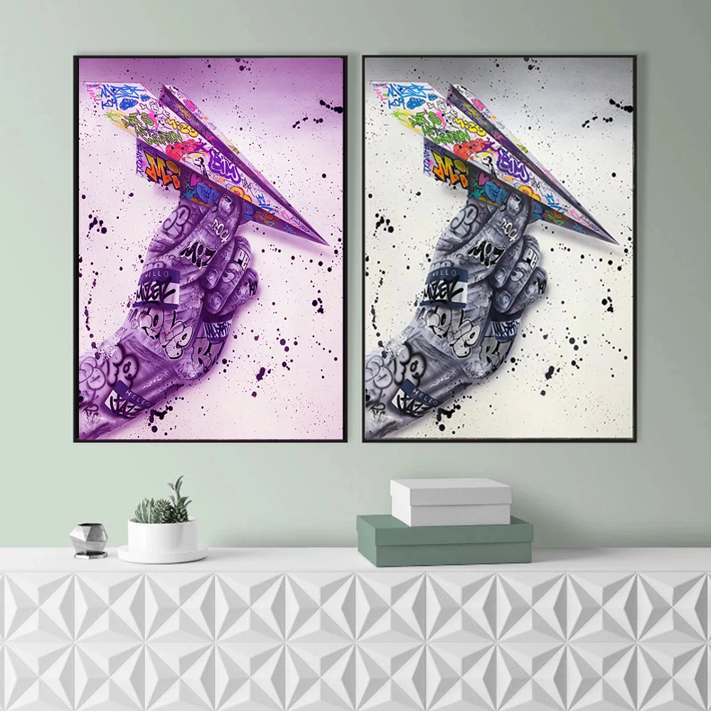 

Abstract Graffiti Art Airplane Canvas Painting On The Wall Posters And Prints Wall Pictures for Living Room Home Cuadros Decor