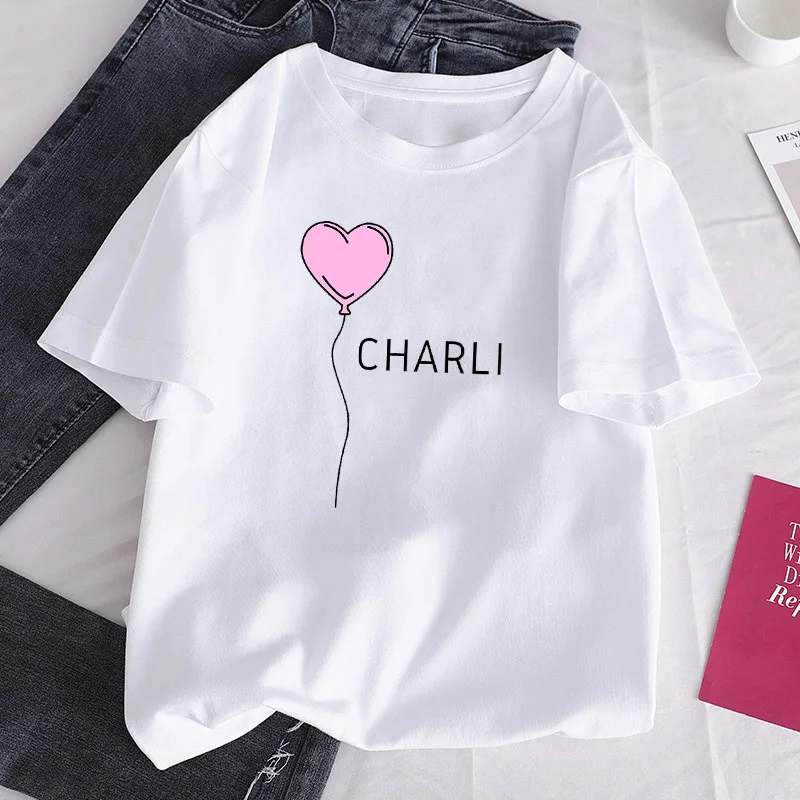 

Girl T-shirt Women's T-shirt Harajuku O-Neck Short Sleeve Charli DAmelio Ice Coffee Splash Harajuku Graphic T-shirt
