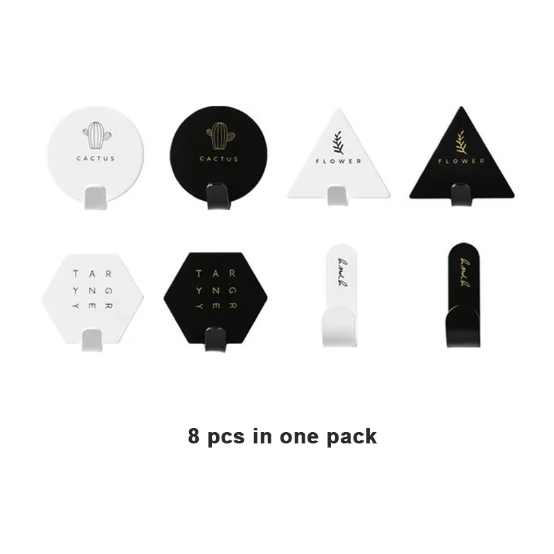 8pcs 4/8pcs Minimalist Home Decoration Retro Hanger Decorative Adhesive Wall Hook Wall Coat Key Holder Rack Housekeeper Hanging Hooks - Color: 8pcs