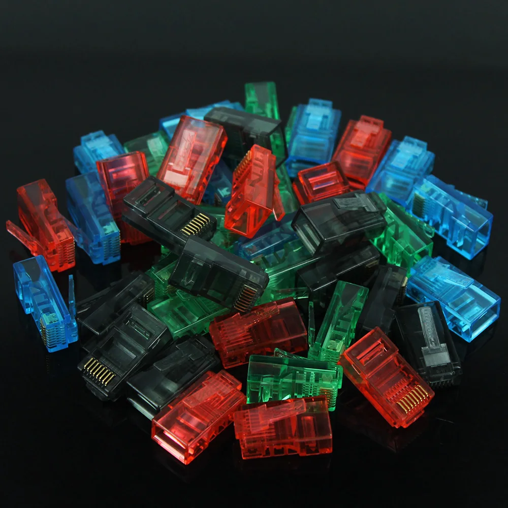 ANPWOO 50 шт./лот RJ45 Ethernet кабели модуль разъем сетевой RJ-45 Кристалл головки Cat5 цвет Cat5e