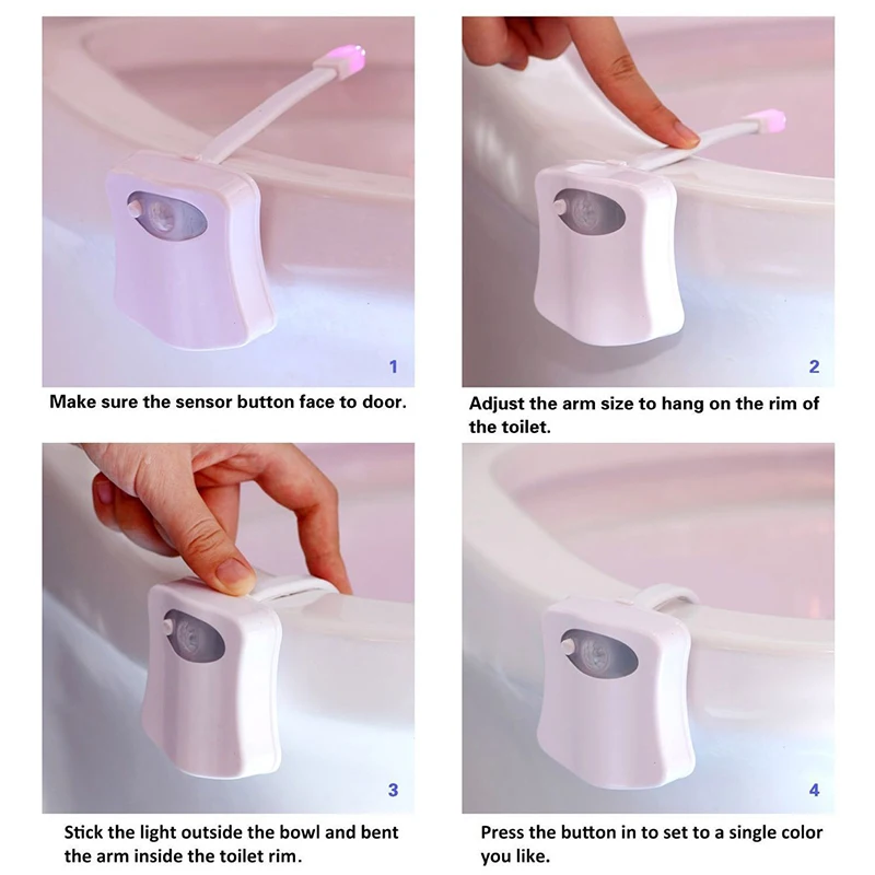 Smart PIR Motion Sensor Toilet Seat Night Light 8 Colors Waterproof Backlight For Toilet Bowl LED Luminaria Lamp WC Toilet Light images - 6