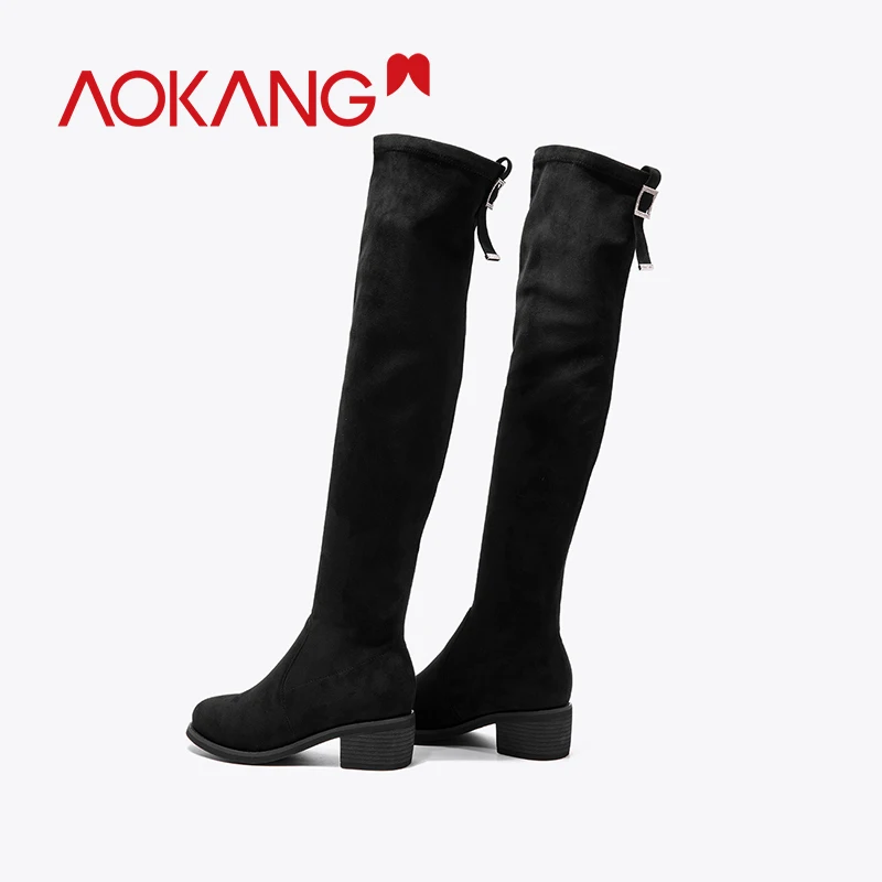 AOKANG/сапоги сезон осень зима коллекция 2019 года стрейчевая обувь женские ботфорты