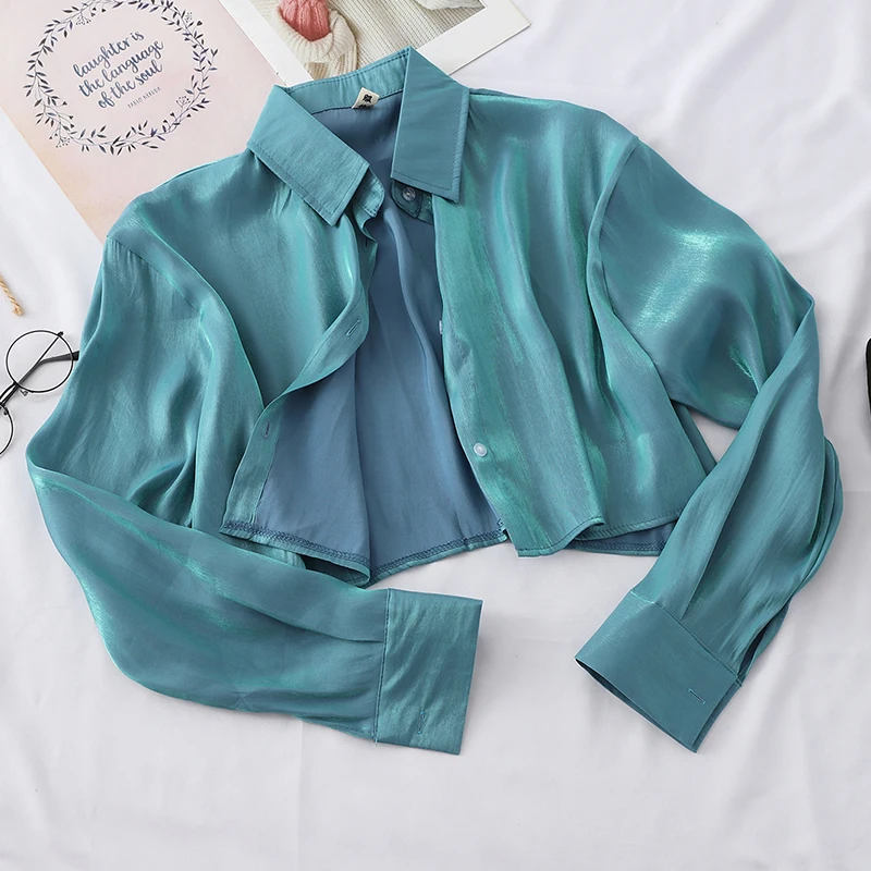 Женская кожаная блузка Heliar Повседневная Блузка с длинными рукавами и пуговицами