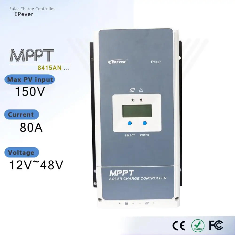 EPever Tracer8415AN 80A контроллер солнечного зарядного устройства MPPT 12 В 24 в 36 в 48 в авто для Макс. 150 в Солнечная Панель Регулятор ввода высокого качества