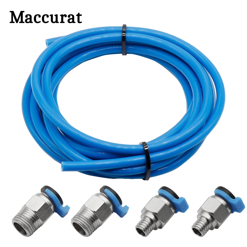 PC4-M6 Pneumatic Connector With 2M PTFE Teflonto Tube 2*4MM For ender 3 Upgrade Kit 3D Printer Parts 1.75mm Bowden Extruder