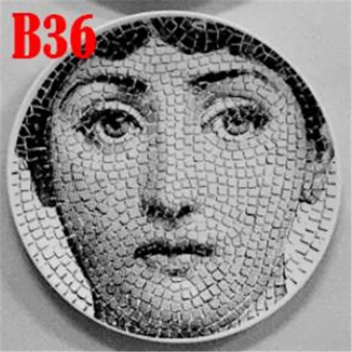 Fornasetti тарелка, подвесное блюдо, итальянский дизайн, декоративная подвесная тарелка для дома, европейский стиль, фруктовые тарелки Fornasetti блюдо - Цвет: 36