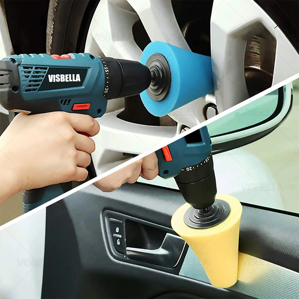

Auto Wheel Polishing Sponge Car Polishing Pad Used for Electric Drill 3inch Burnishing Ball Polishing Cone Hub Buffing Sponge