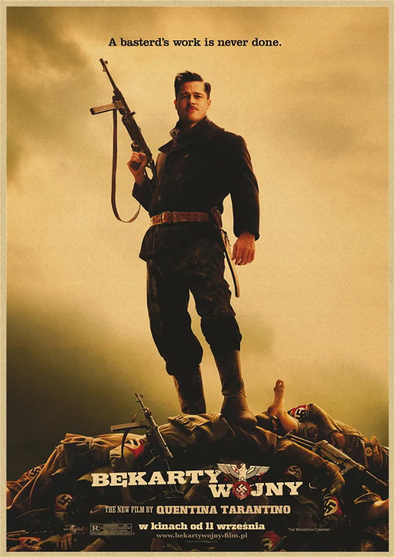 Постеры из крафт-бумаги с изображением классического фильма Inglourious Basterds