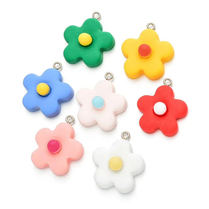 

10pcs Kawaii Polymer Clay Flowers Design Charms Pendants For DIY Decoration Necklace Earring Key Chain Jewelry Making