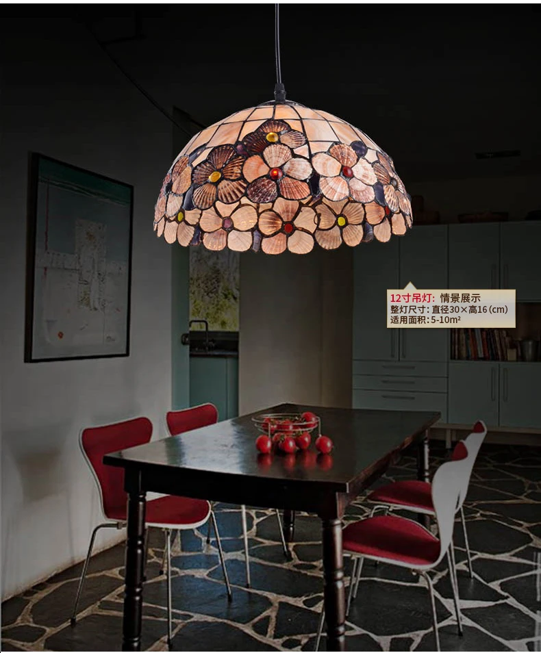 

European Tiffany Shell Shell Pendant Light Single Bedroom Lamp Waratah Restaurant Bar Dining Room Hanging Lighting Ing deco