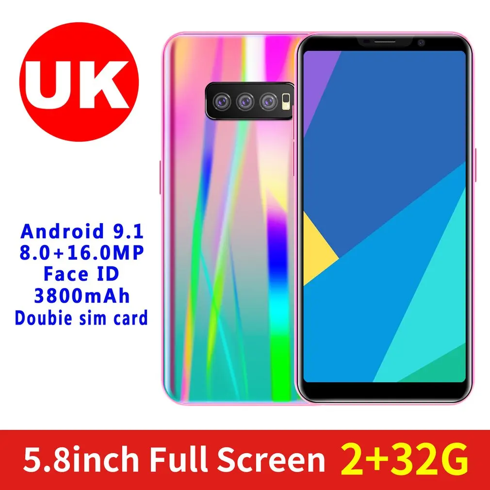 S11 5.8 Inch Tempered Glass Back Cover Smart Phone 2+32Gb Mobile Phone Fingerprint Face Recognition Smartphone