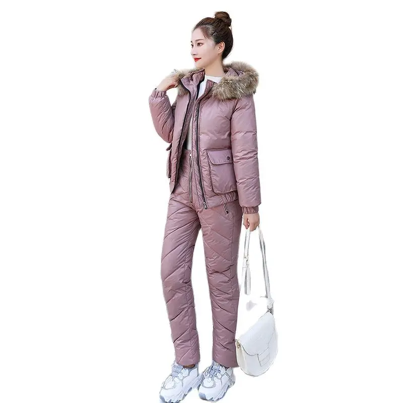

Женское зимнее короткое глянцевое ветрозащитное водонепроницаемое пальто с капюшоном, комплект из двух предметов, куртка-пуховик с хлопковой подкладкой, теплая ватная верхняя одежда