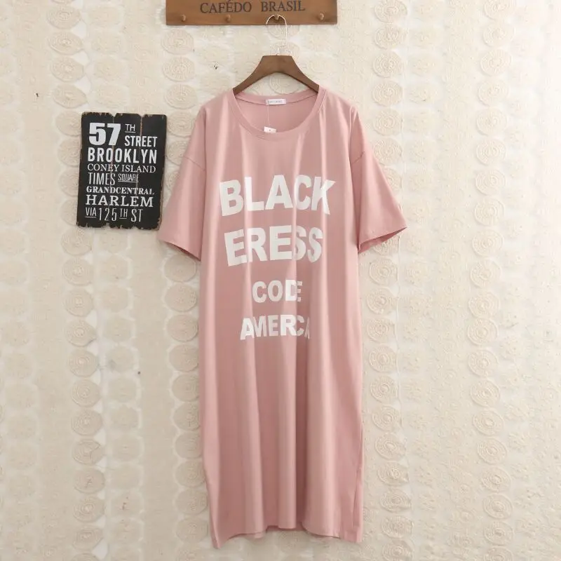 

Wholesale spring and summer plus size cotton maternity dress loose plus size letter short sleeve dress loose plus size long skir