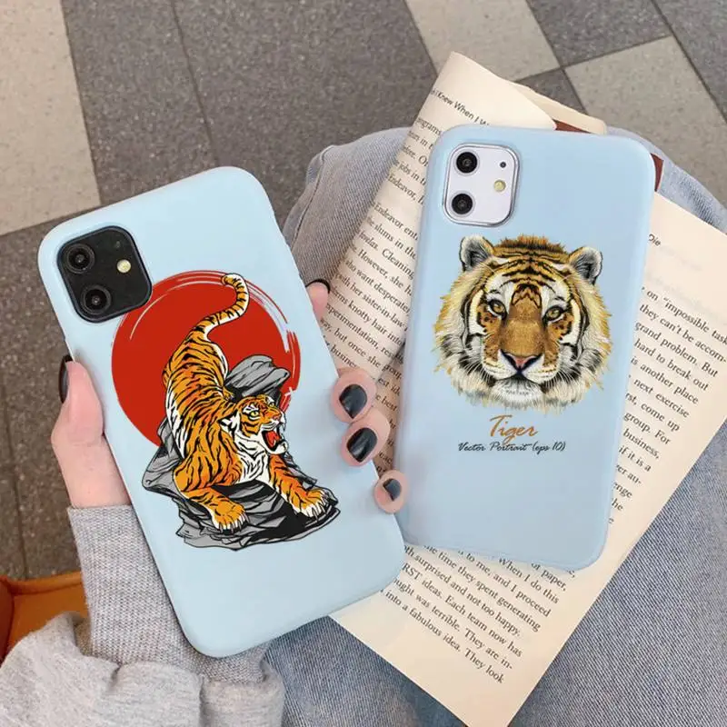 

Tiger Phone Case Soft Solid Color for iPhone 11 12 13 mini pro XS MAX 8 7 6 6S Plus X XR