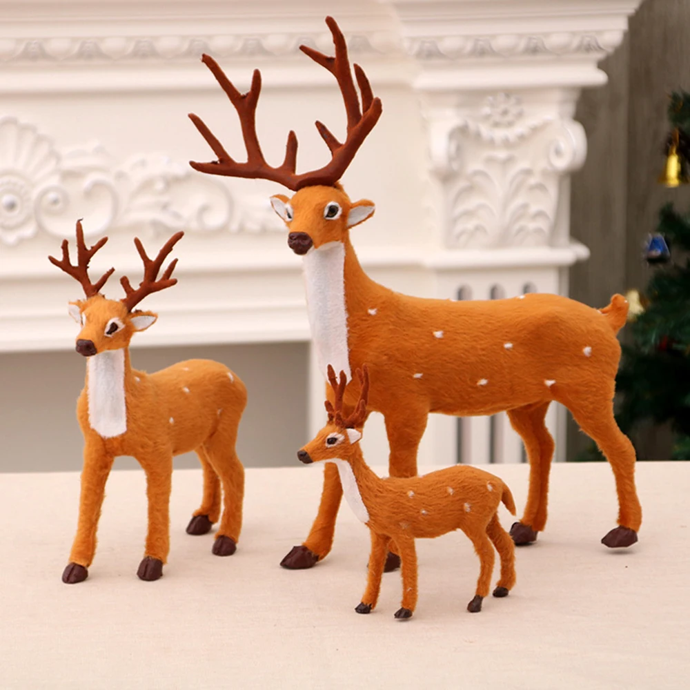 New Simulation Deer Christmas Decorations Deer Reindeer Standing Xmas Elk Tree Party Ornaments Decoration Props New Year Model