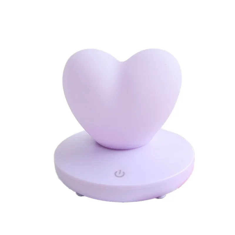 Purple Светодиодный настольный светильник с сенсорным управлением, USB перезаряжаемая моделирующая лампа для девочек, энергосберегающее романтическое любящее сердце, форма, украшение, ночник - Испускаемый цвет: Purple