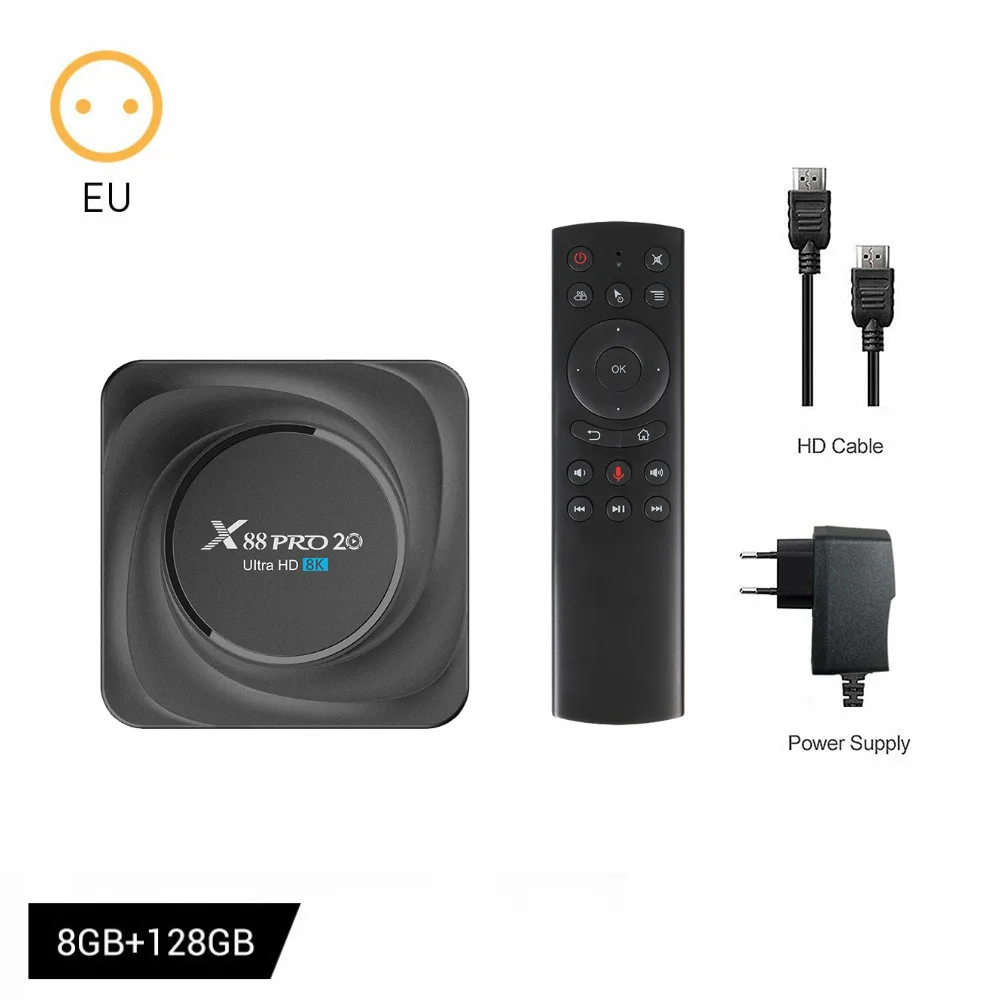 

X88 Pro 20 RK3566 ТВ Box Android 11 объемом до 32 GB/64GB/128GB воспроизведения HD, Wi-Fi, 10/100 м/1000 м Smart ТВ коробка Поддержка 8K Декодер каналов кабельного телевидения ...