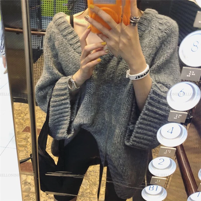 Новый зимний свитер женский пуловер топы для девочек Винтажный Длинный Рукав