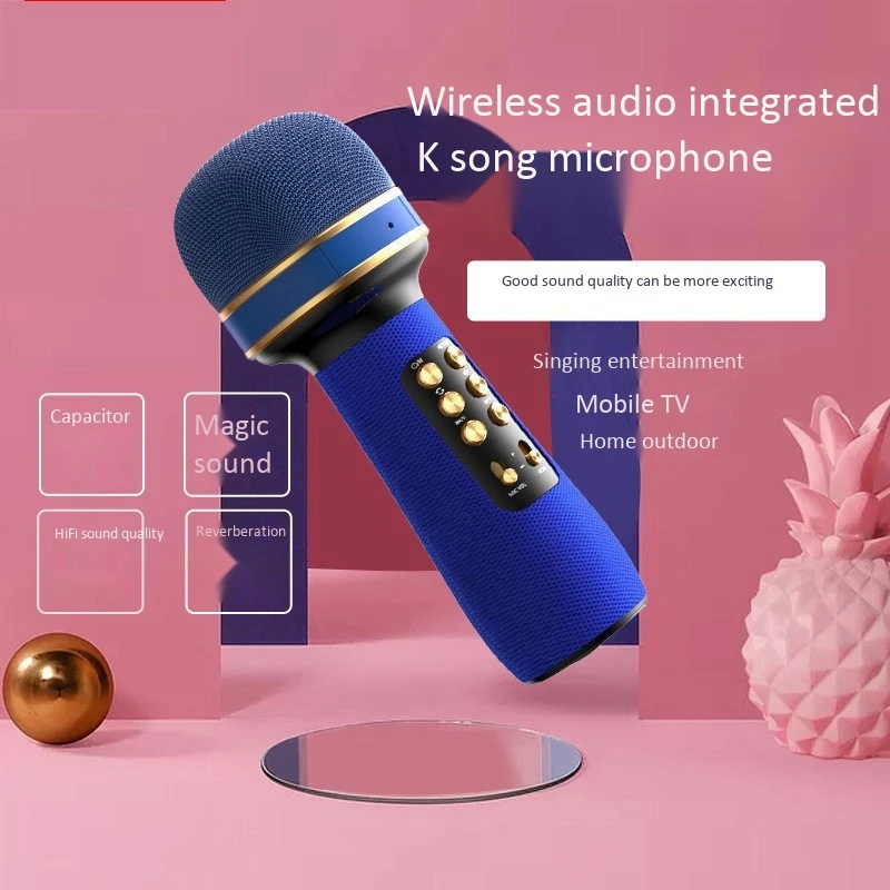 

2x Wireless Microphone Karaoke Bluetooth Children Singing Audio Integrated Black/Red Handheld Condenser Microphone