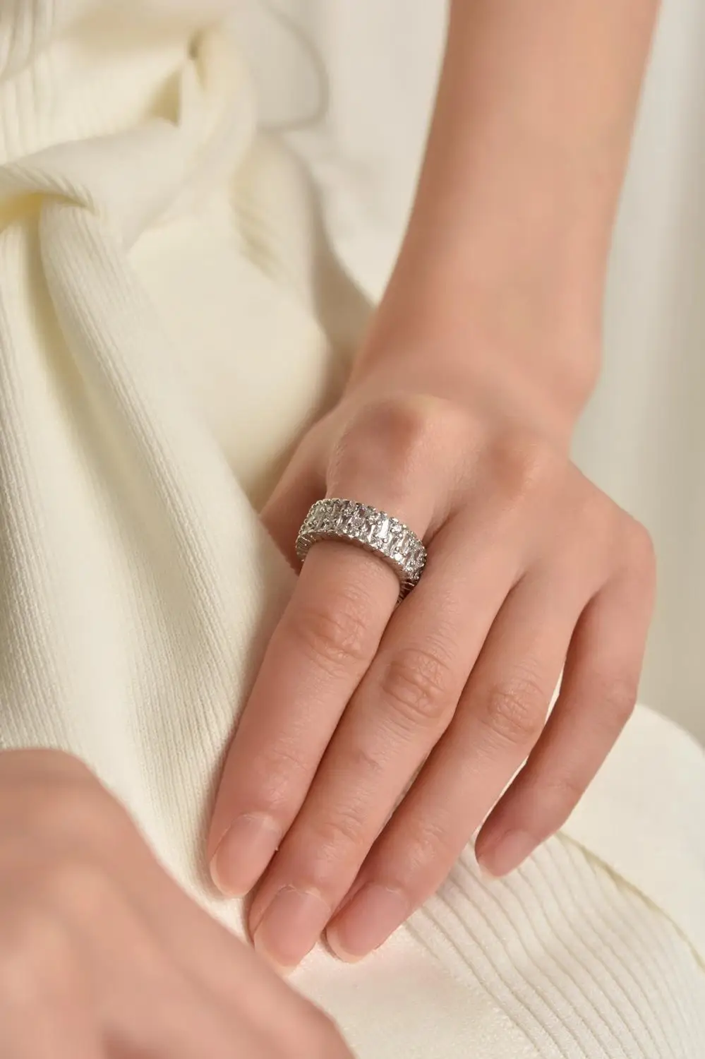 Женское кольцо с цирконом Классическая модная цепочка преувеличенное блестящее