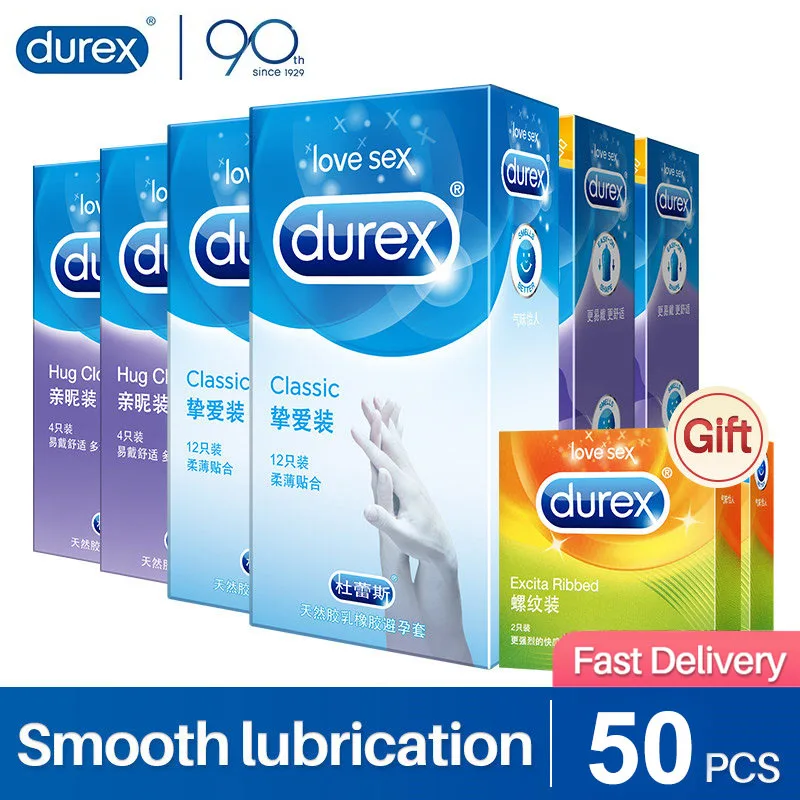 Durex Condoms for Men 3 Types Ultra Thin Smooth Lubricated Penis Sleeve Natural Latex Contraception Condones Adult Sex Products