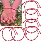 246 шт. 7 узлов красный браслет с лентами для защиты пар удачи амулет для успеха ручной работы веревка дружба браслет