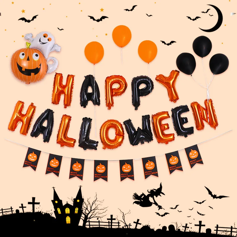 Хэллоуин Письмо алюминиевая пленка воздушный шар набор бар ярмарка Фотофон для