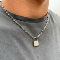 2020 rock lock choker long chain necklace on the neck with lock punk jewelry mujer key padlock pendant necklace for women