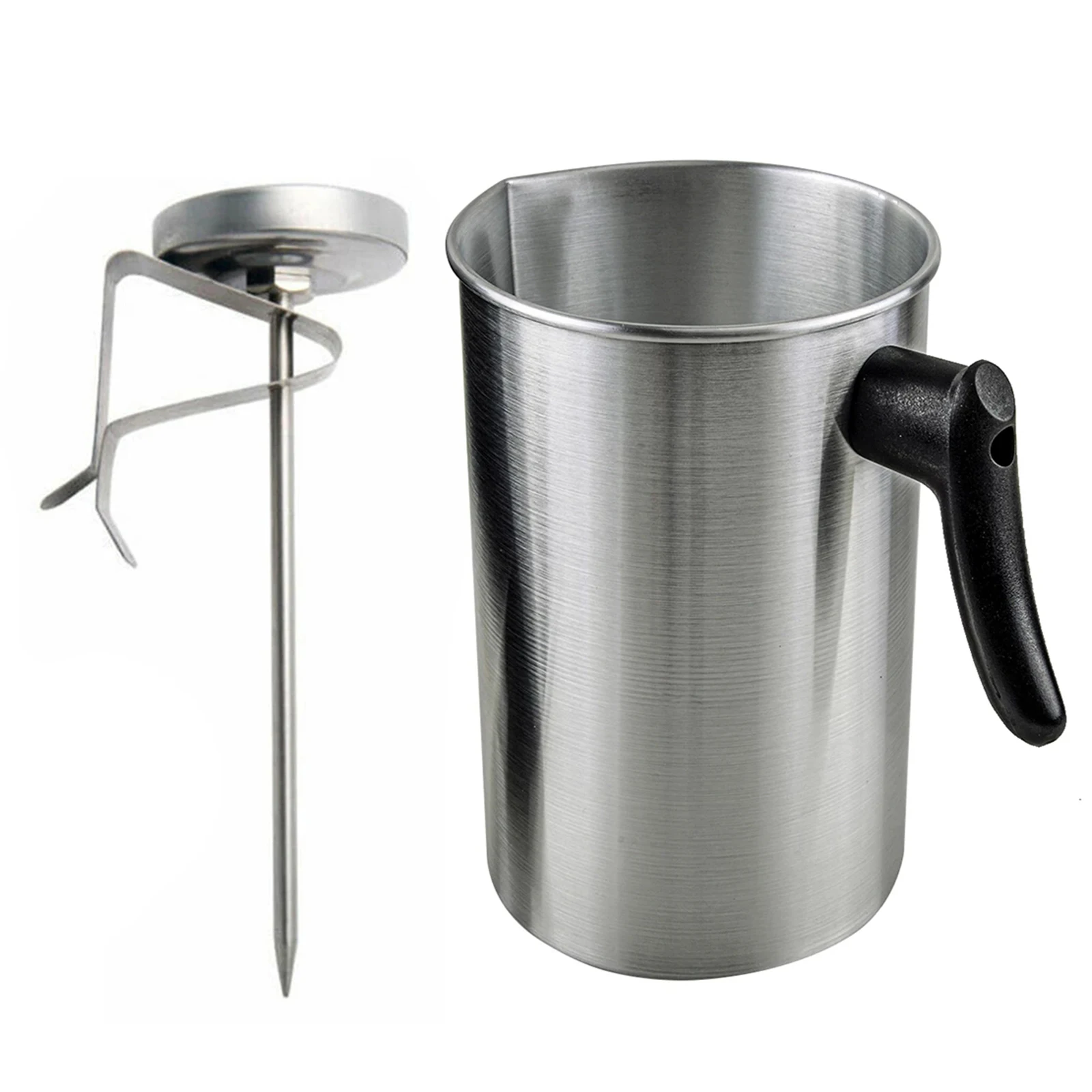 

3L Capacity Candle Making Pouring Pot Set with Thermometer mat Aluminum Cup Anti-Scalding Handle Wax Bath