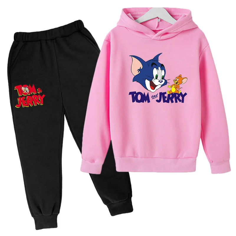 

2021 Boy Girl Suit Tom Cat and Jack Mouse Child Tracksuit Cartoon Baby clothes game Clothing Set Autumn Casual School Uniform