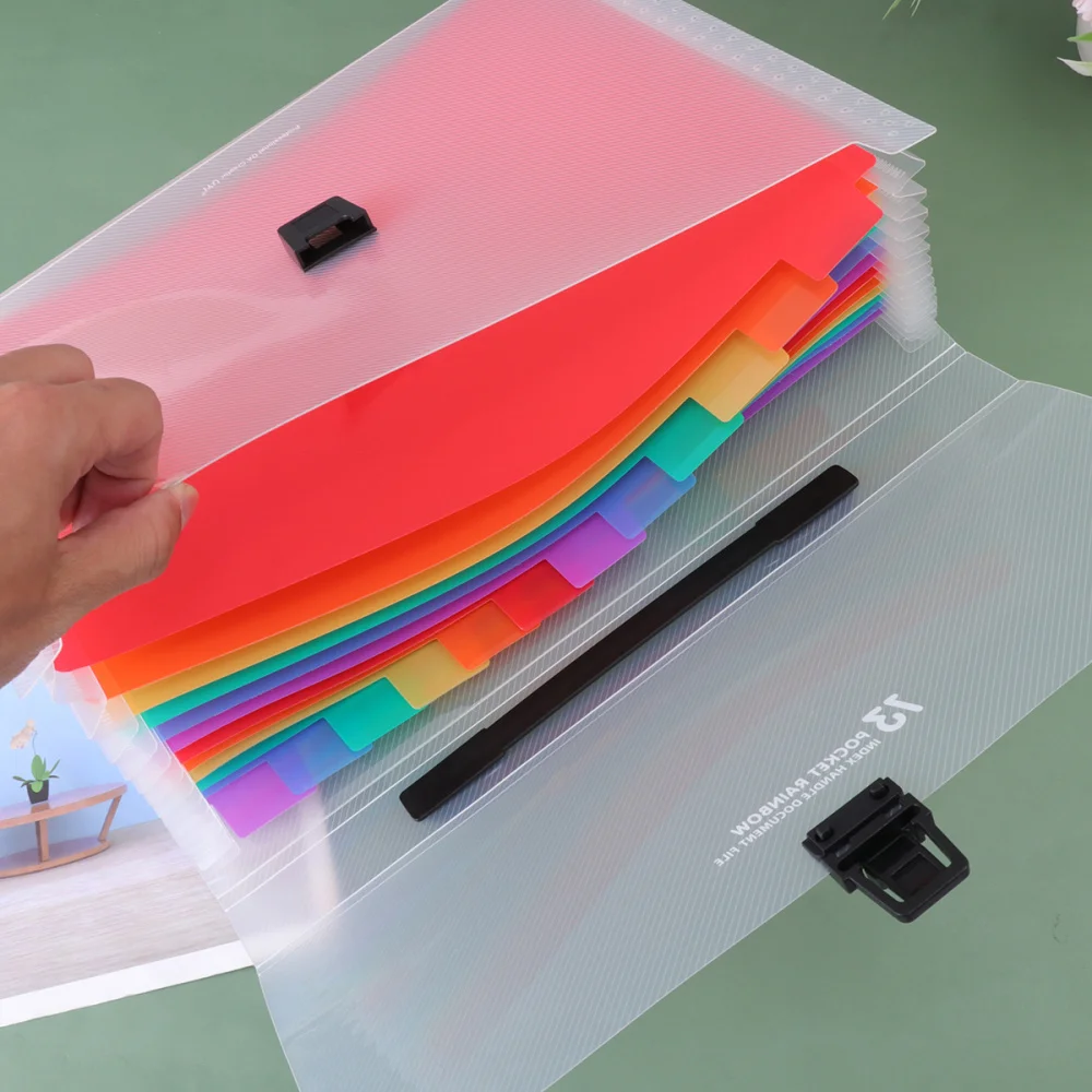

A4 Rainbow Expandable Folder Multilayer File Bag Portable File Folders 13 Pockets Document Pouch