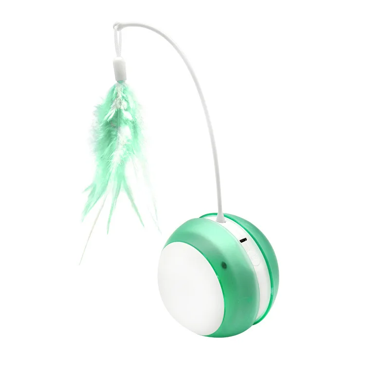 

USB rechargeable sports ball feather automatic sound cat toy colorful tumbler pet supplies