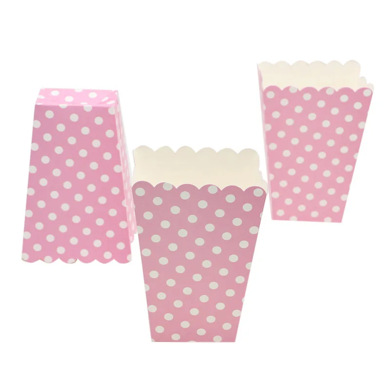 1 сумка 12 шт. коробка для попкорна в розовый горошек вечерние принадлежности