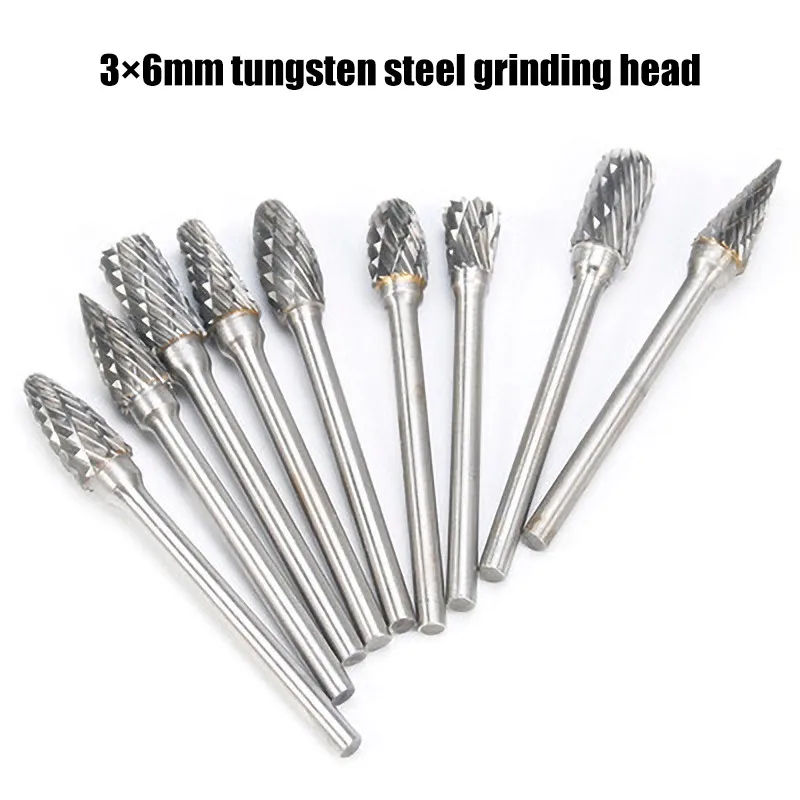 

3*6mm Metal Drawing Tungsten Carbide Milling Cutter Rotary Tool Burr CNC Engraving Abrasive Tools Metalworking Milling Polishing