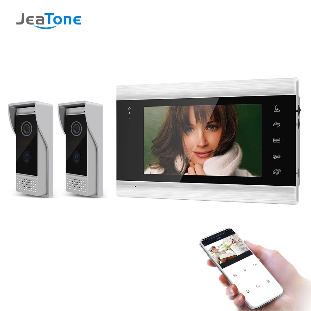 Jeatone 7 дюймовый беспроводной Wi Fi умный IP видеодомофон с дверным звонком и