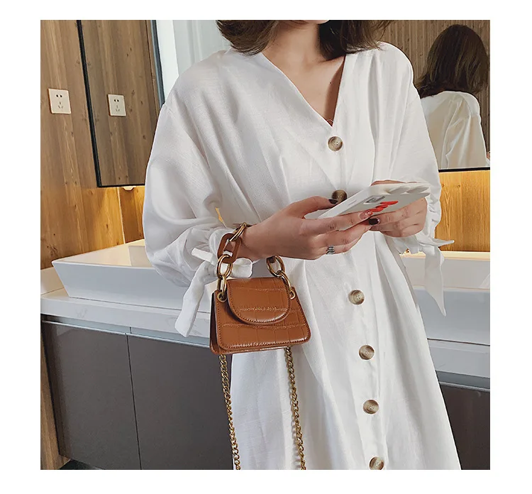 Fashion Mini Saddle Women Shoulder Bags Designer Brand Acrylic Chain Handbags Luxury Pu Leather Female Crossbody Bag Small Purse