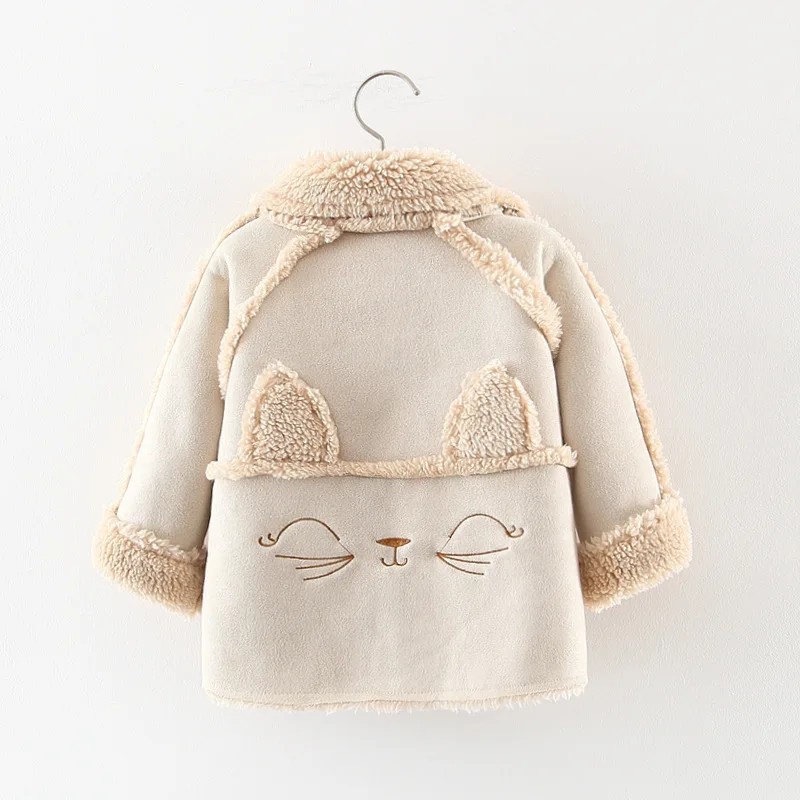 IYEAL Girls Winter Coats New Brand Baby Girl Fashion Jacket Thick Wool Kids Cartoon Cat Children Outerwear | Мать и ребенок