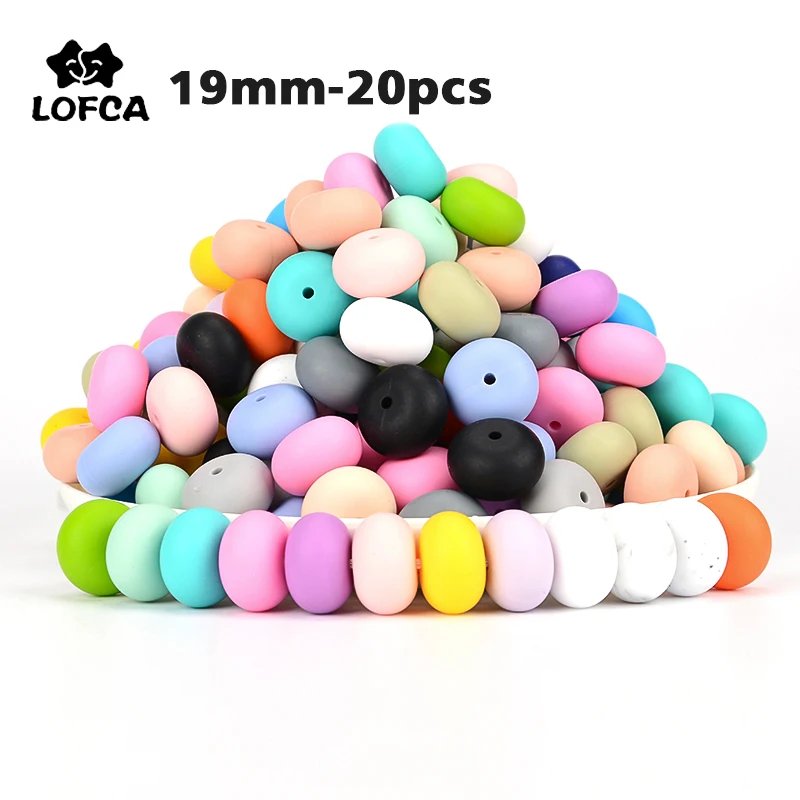 LOFCA 19mm &Aacute;baco de silicona cuentas 20 piezas a mano hecho a mano DIY juguete de alta calidad de beb&eacute; de cuentas de dentici&oacute;n masticables de dentici&oacute;n para beb&eacute;-0