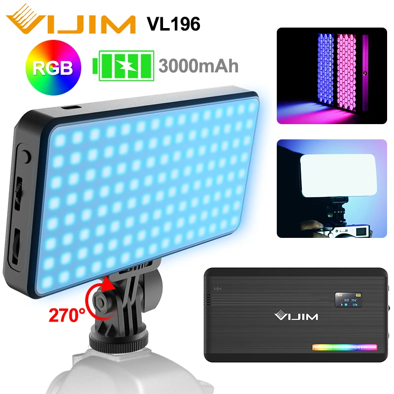VIJIM VL196 RGB светодиодный светильник для видео 2500K-9000K с регулируемой яркостью