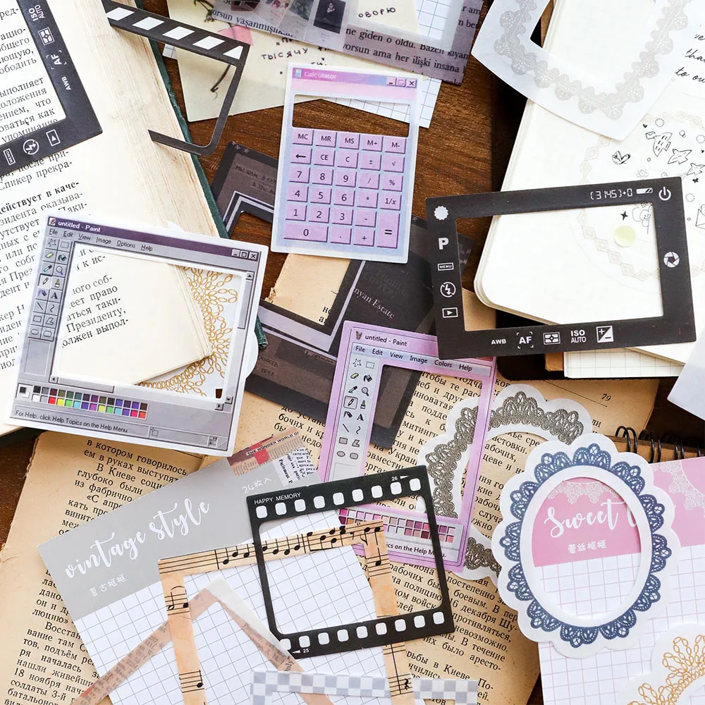

Vintage Frame washi Sticker QITAI 48PCS Lace Photo Frame Memory DIY Diary Bullet Journal Decoration Scrapbooking 2021 New PA012