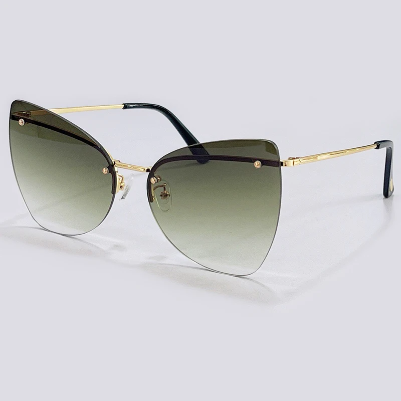

Luxury Cat Eye Sunglasses Women Luxury Brand Designer Vintage Colorful Rimless Sun glasses Female Eyewear UV400