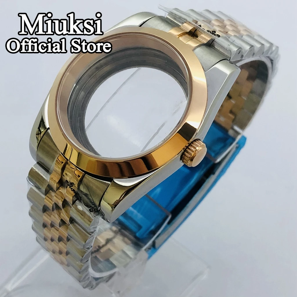Miuksi 36mm/40mm silver rose gold watch case sapphire glass fit NH35 NH36 ETA2824 2836 Miyota 8215 DG2813 3804 PT5000 movement
