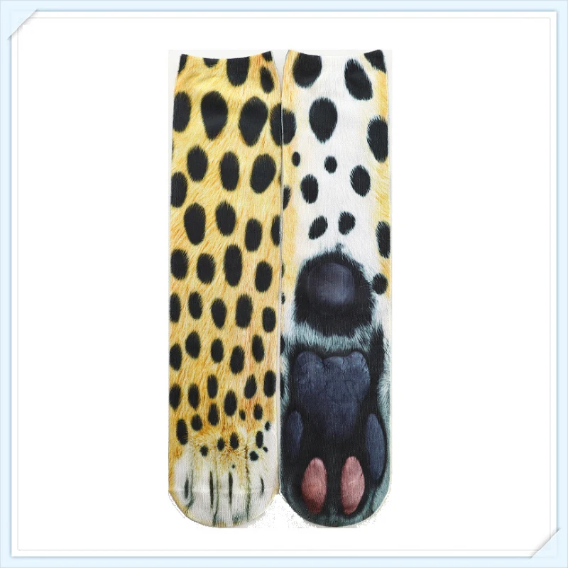 Симпатичные хлопковые носки с кошачьими крапанами и 3D принтом лапками для