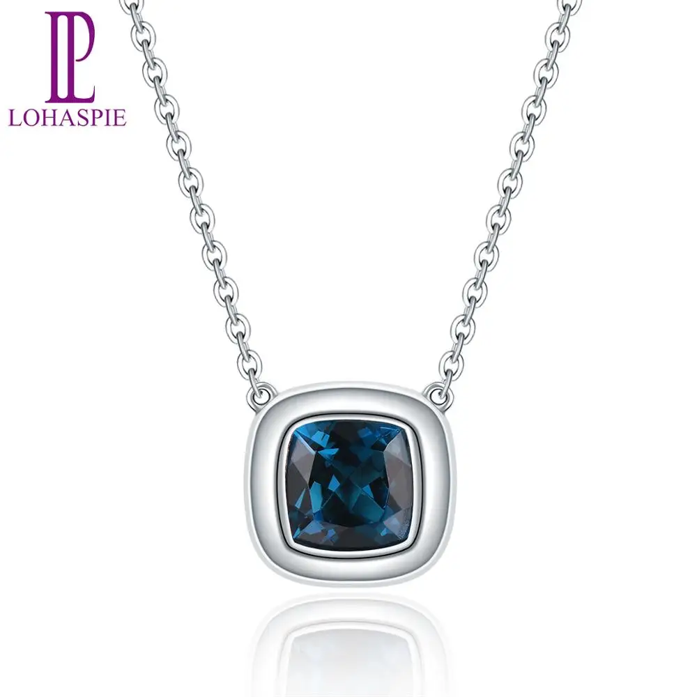 LP 7 мм натуральный синий топаз ожерелье для женщин белый драгоценный камень