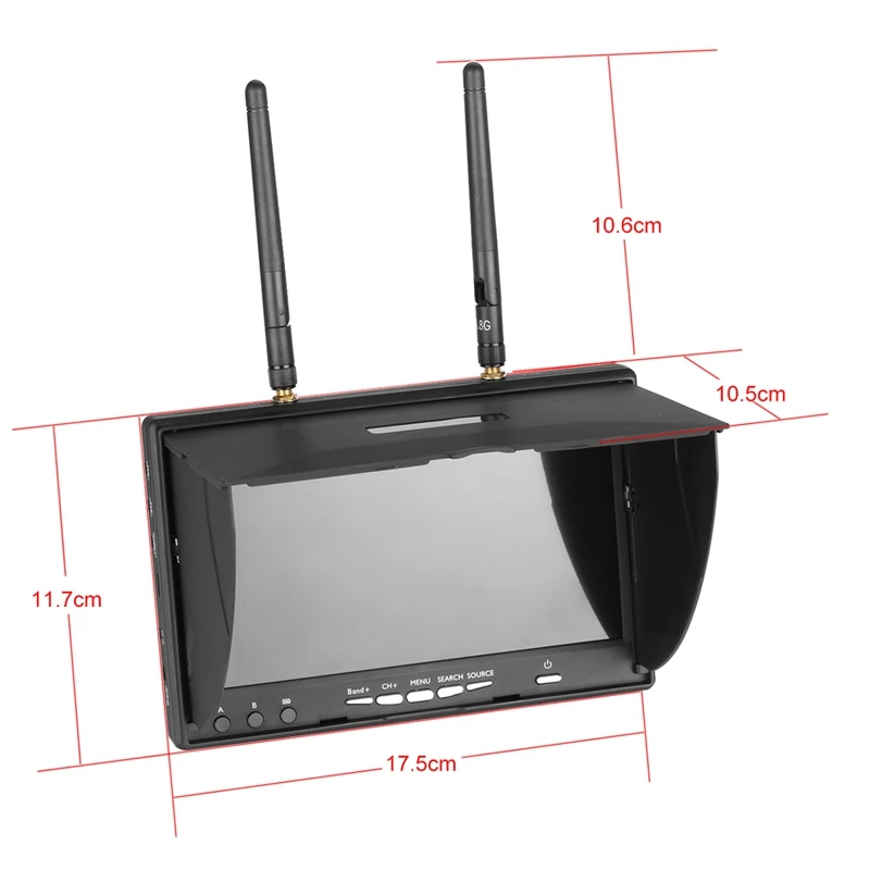 5.8G 48CH 7 Inch 800 x 480 FPV Monitor Build-In Battery Without DVR for Racing RC Drone | Электроника