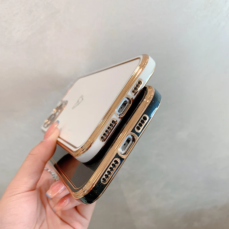 

Gold Plating Love Heart Phone Case For iPhone 11 12 Pro Max 7 8 Plus X XS Max XR Shockproof TPU Back Cover