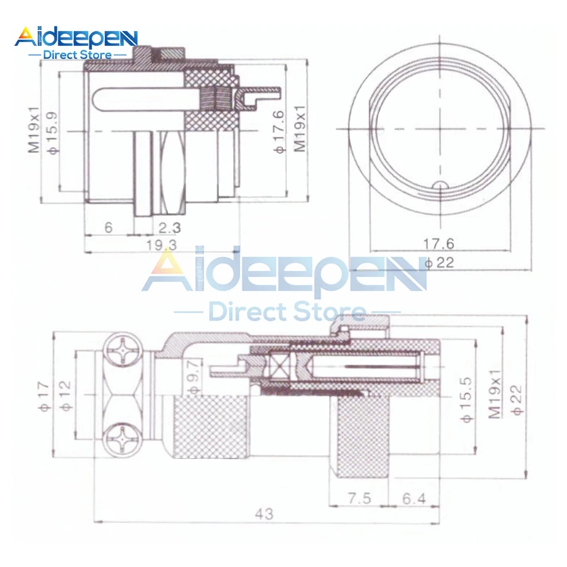 1Set of GX12, GX16, GX20 Connectors - Male+Female Circular Aviation Socket Plug Connector with 2/3/4/5/6/7/8/9/10/12/14/15 Pins image 5
