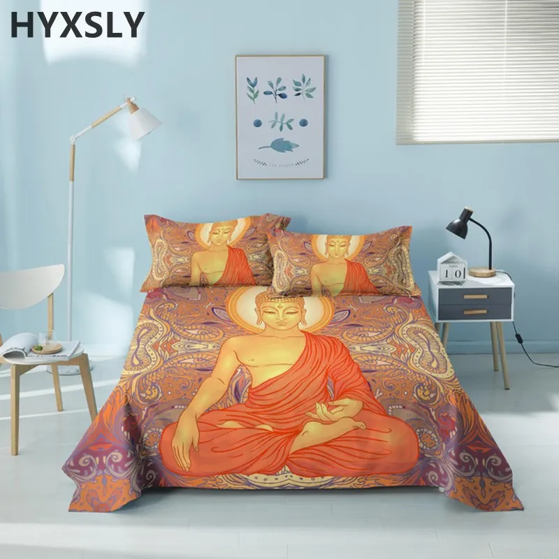 

Статуя Будды постельное белье класса люкс Высококачественная мягкая Полиэстеровая плоская простыня наволочка в комплекте текстиль для до...
