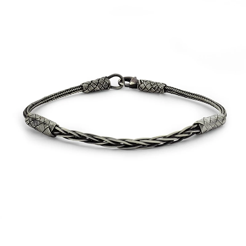 

Silverlina Sterling Silver Oxidized Kazaziye Hand Knitting Bracelet