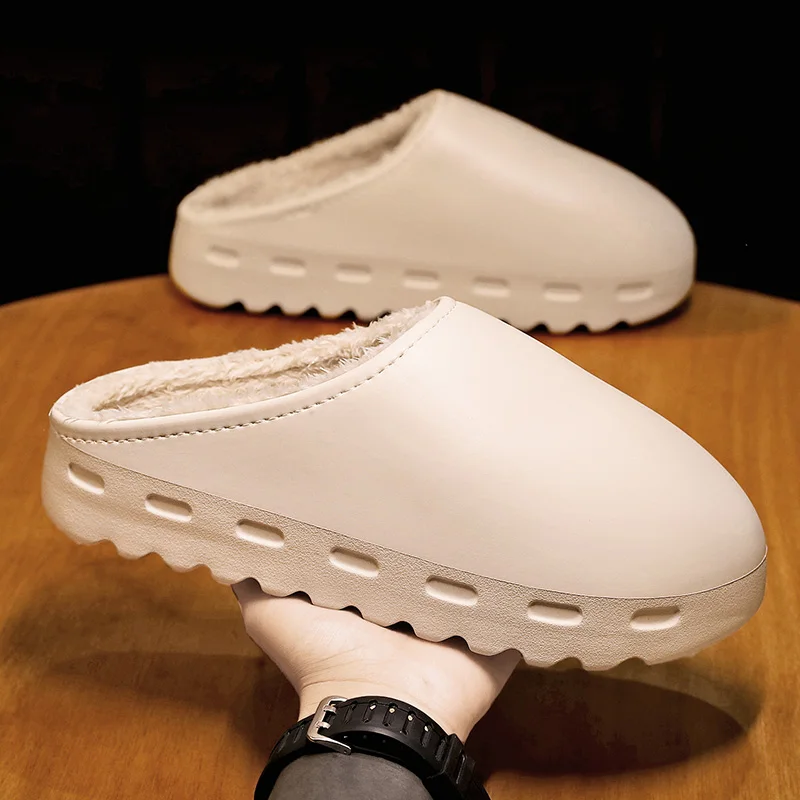 

Men's Winter Yzy Slide Slip On Keep Warm Unisex Ye Cotton Slippers Lightweight Plush Winter Slippers Men Women Plus Size 35-46
